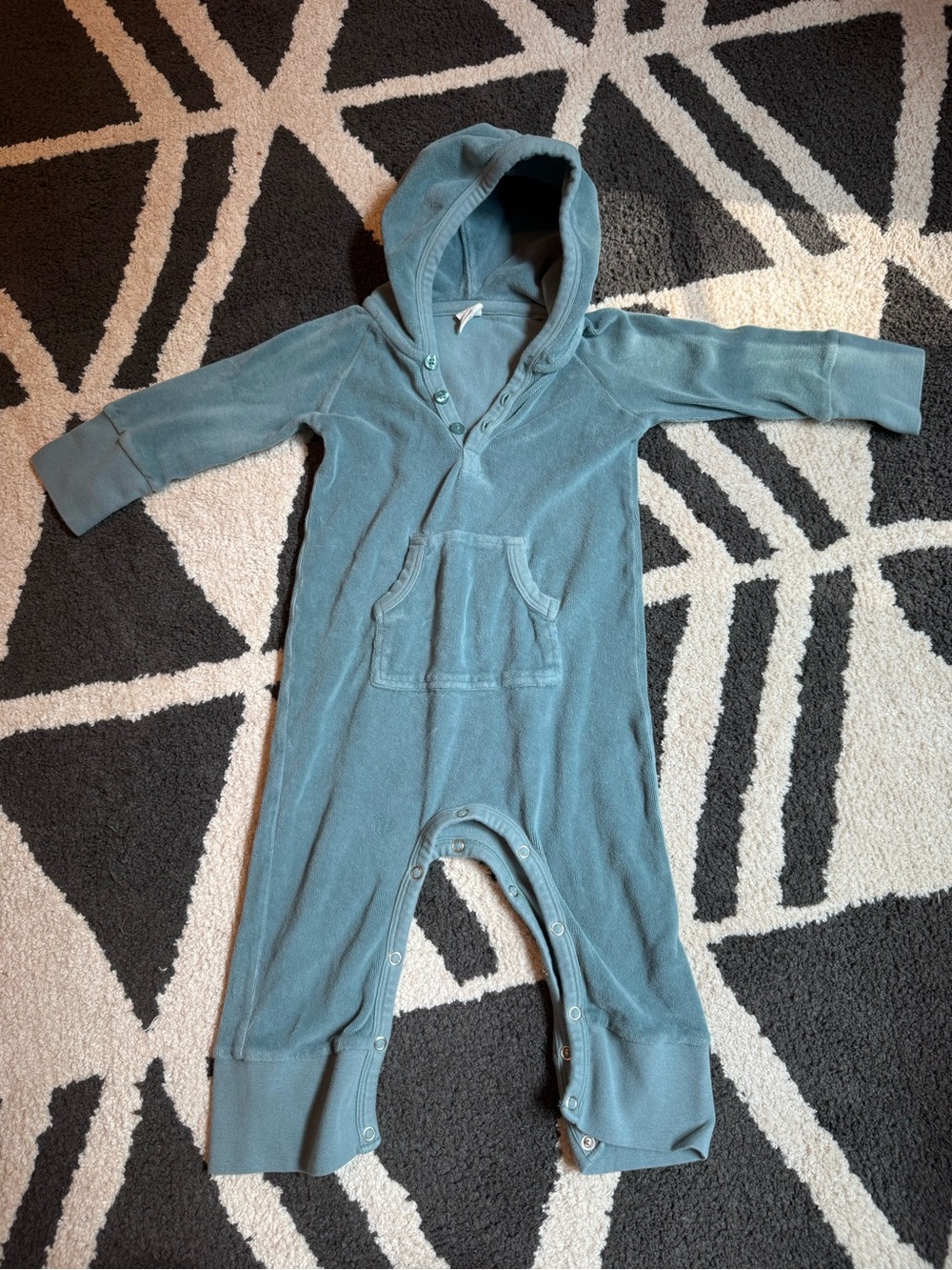 kate quinn Teal Hooded Snap-Front One-Piece Footie